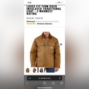 Carhartt cold weather loose fit firm duck insulated traditional coat